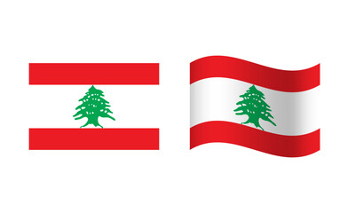 Rectangle and Wave Lebanon Flag Illustration