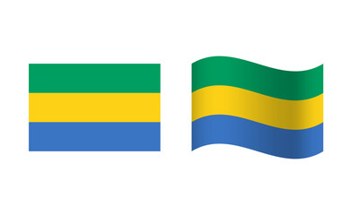 Rectangle and Wave Gabon Flag Illustration