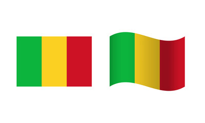 Rectangle and Wave Mali Flag Illustration