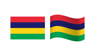 Rectangle and Wave Mauritius Flag Illustration