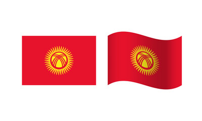 Rectangle and Wave Kyrgyzstan Flag Illustration