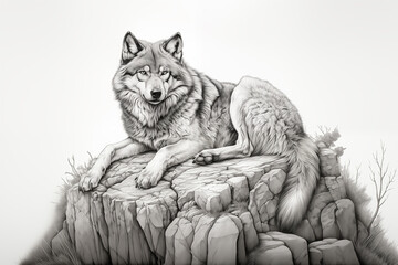 Wolf on the Rocks - obrazy, fototapety, plakaty