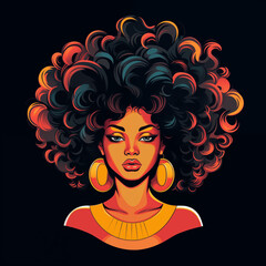 Retrato da Diversidade: Celebrando a Mulher Afro com uma Ilustração Cativante, IA Generativa - obrazy, fototapety, plakaty