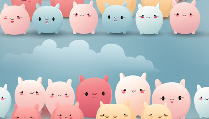 Obraz premium Pastel puppy pattern with contrasting smooth lines and flat illustrations.generative ai