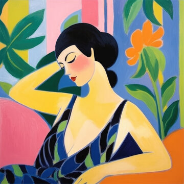 Fauvism style painting of a woman