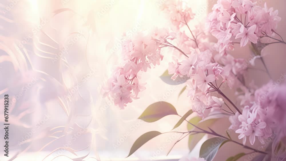 Poster a dreamy scene featuring a minimalistic abstract background enveloped in a soft, filtered light from