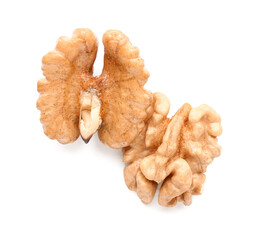 Tasty walnuts on white background