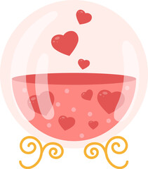 Glass Globe With Hearts Liquid