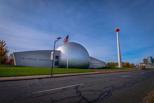 Springfield MA&mdash;Nov 8, 2023; outside view of Naismith Memorial Basketball Hall of Fame, an American history museum dedicated to Canadian-American physician James Naismith, who invented the sport