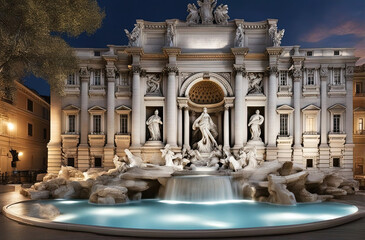 fontana di trevi fountain - Rome Italy  - obrazy, fototapety, plakaty