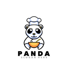 Panda chef mascot cartoon logo design illustration 