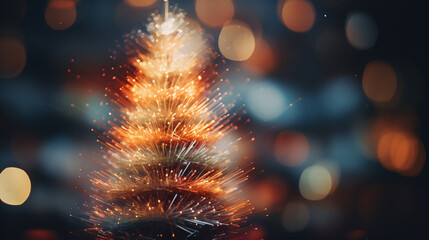 Abstract christmas tree bokeh background - vintage retro effect picture