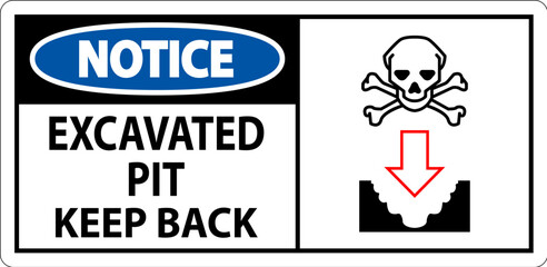 Notice Excavated Pit Sign Excavated Pit Keep Back