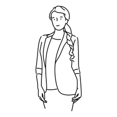 line beauty woman with hairstyle and blazer style vector illustration design