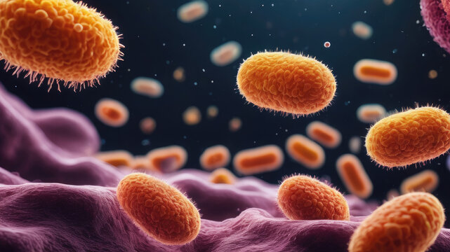 3d rendered illustration of a bacteria, Cells in veins, Bacteria wallpaper, Viruses, germs, and bacteria, and microorganism types. Illness or disease microscopic cells and infection,