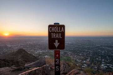 Trail Sign on top of Camelback Mountain in Phoenix, AZ