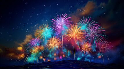 fireworks in the night sky