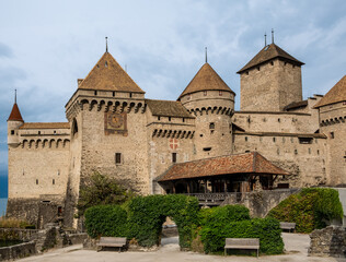 Fototapeta na wymiar Iconic view of the Chillon Castle Montreux Switzerland