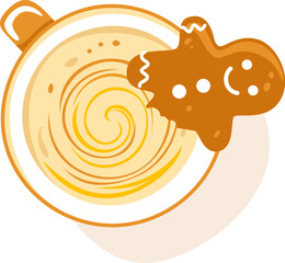 Cup With Drink And Cookie