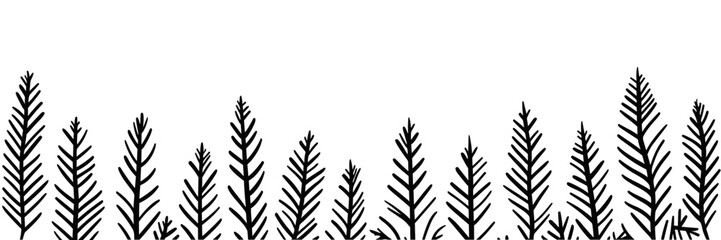 Naklejka premium Christmas background sketch. Fir branches hand drawn sketch isolated over white.