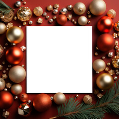 Elegant Christmas and New Year Photography Frames with ornaments. PNG with transparent background for easy use