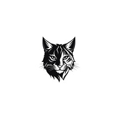 Bobcat Logo Monochrome Design Style. wild lynx logo