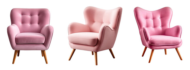 set of pink armchair  - obrazy, fototapety, plakaty
