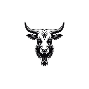 African bull face vector iilustration in hand drawn style
