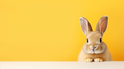 Fototapeta na wymiar cute animal pet rabbit or bunny brown color smiling and laughing isolated with copy space for easter background, rabbit, animal, pet, cute, fur, ear, mammal, background, celebration, generate by AI