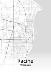 Racine Wisconsin minimalist map