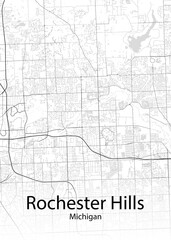 Rochester Hills Michigan minimalist map