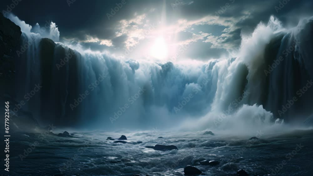 Aufkleber the enormous column of water stands tall its seemingly endless flow of churning and crashing liquid 