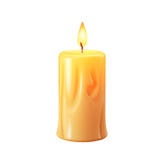 3d Burning Candle isolated on transparent background, AI