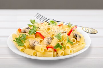 Tasty fresh pasta dish with cheese