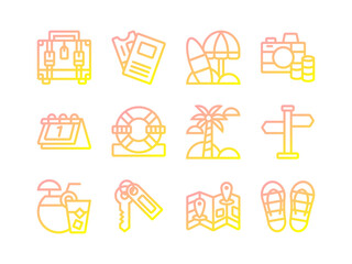 Holiday Icon Set Gradient Linear Style. Vacation Icons Collection Perfect for Websites, Landing Pages, Mobile Apps, and Presentations. Suitable for User Interface and User Experience UI UX.