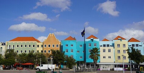 Colourful Dutch Colonial Architecture in  the Otrobanda District of Willemstad Curacao