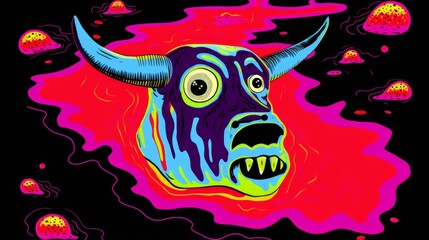 Art psychedelic buffalo cow