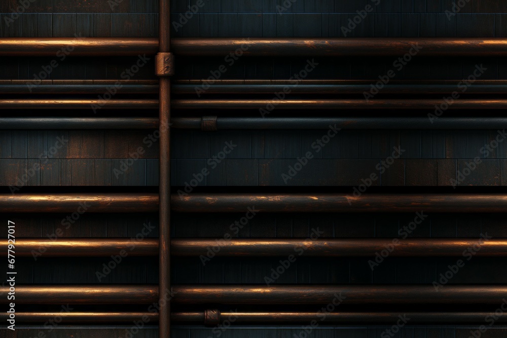 Poster backdrop with pipes in steampunk style. background with selective focus and copy space