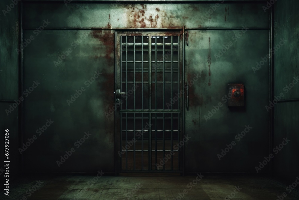 Poster door of an old prison. background with selective focus and copy space