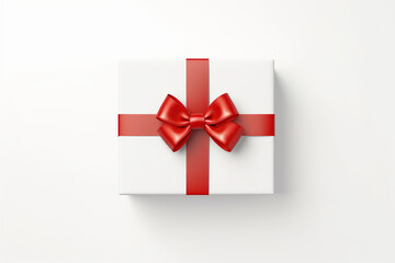 gift box with red ribbon isolated on white