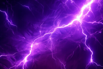 Bright neon purple plasma lightning, abstract energy and electricity background