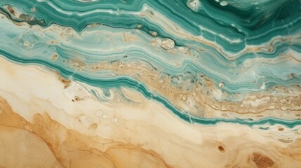 Obraz premium Beige Marble with Malachite Horizontal Background. Abstract stone texture backdrop. Bright natural material Surface. AI Generated Photorealistic Illustration.