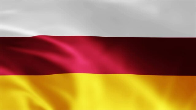 South Ossetia flag is waving 3D animation. South Ossetia flag waving in the wind. National flag of South Ossetia. Flag seamless loop animation 4k
