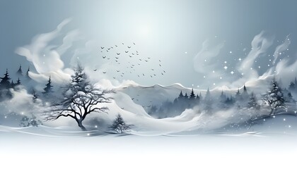 winter landscape with snow