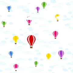 Crédence de cuisine en verre imprimé Montgolfière Hot air balloons and clouds. Seamless pattern of hot air balloon.