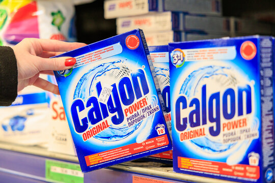 October 11, 2023 Balti, Moldova. Illustrative editorial. Product Calgon