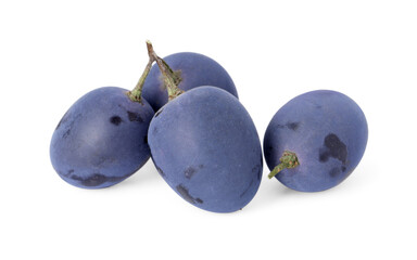 Delicious ripe dark blue grapes isolated on white