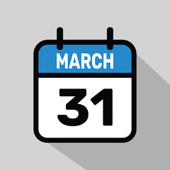 Vector Calendar March 31 illustration background design.