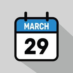 Vector Calendar March 29 illustration background design.