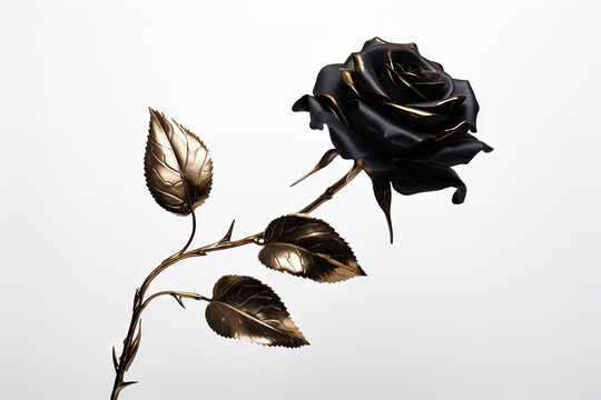 black rose stem. black and golden rose.